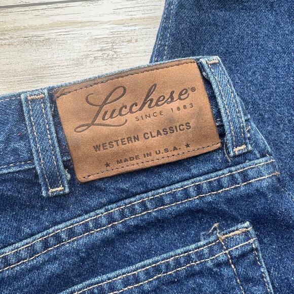 Lucchese Jeans 35x30 Straight Fit Med Wash Blue Denim Western Cowboy Workwear - Picture 4 of 9